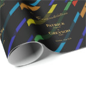 Gay Men Wedding Elegant Rainbow Congratulations Cadeaupapier (Rol Hoek)