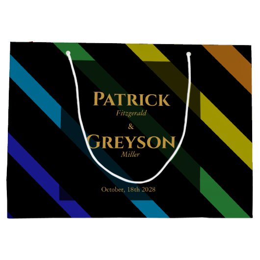 Gay Men Wedding Elegant Rainbow Groot Cadeauzakje (Achterkant)