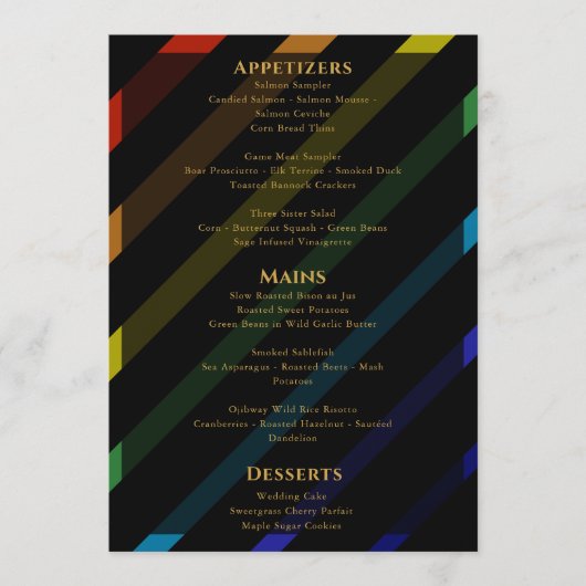 Gay Men Wedding Elegant Rainbow Menu (Voorkant)