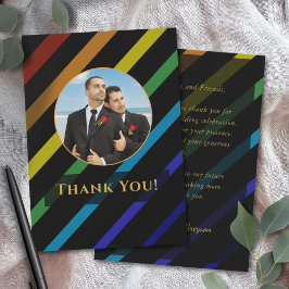 Gay Men Wedding Elegant Rainbow Photo Bedankkaart