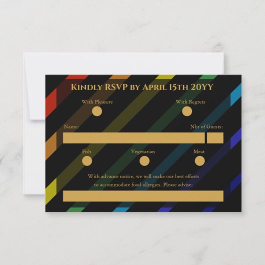 Gay Men Wedding Elegant Rainbow RSVP Kaartje (Voorkant)