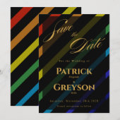 Gay Men Wedding Elegant Rainbow Save The Date (Voorkant / Achterkant)