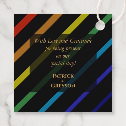 Gay Men Wedding Elegant Rainbow Thank You Bedankjes Labels (Achterkant)