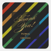 Gay Men Wedding Elegant Rainbow Thank You Vierkante Sticker (Voorkant)