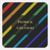 Gay Men Wedding Elegant Rainbow Vierkante Sticker (Voorkant)