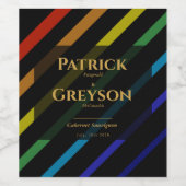 Gay Men Wedding Elegant Rainbow Wijn Etiket (Enkel label)