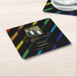 Gay Men Wedding Photo Elegant Rainbow Kartonnen Onderzetters<br><div class="desc">Celebrate your love with the Gay Men Wedding Elegant Rainbow collection — a complete suite of coordinating stationery and accessories designed for two grooms. Bold diagonal Progress Pride stripes on sophisticated black, with gold typography throughout. Every piece in this suite is fully customizable with your names, date, and wedding details....</div>