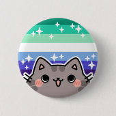 Gay (MLM) LGBT Pride Flag Kat Button (Voorkant)