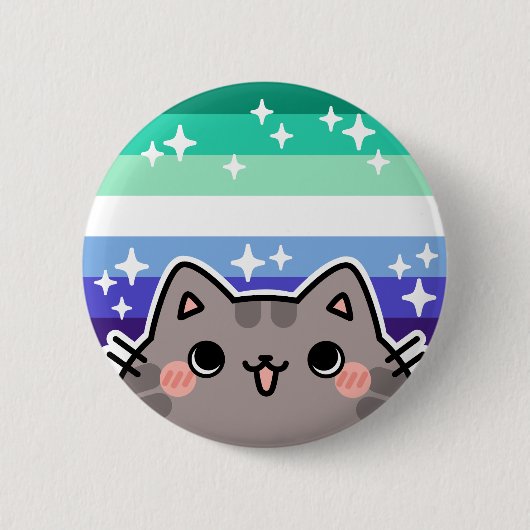 Gay (MLM) LGBT Pride Flag Kat Button (Voorkant)