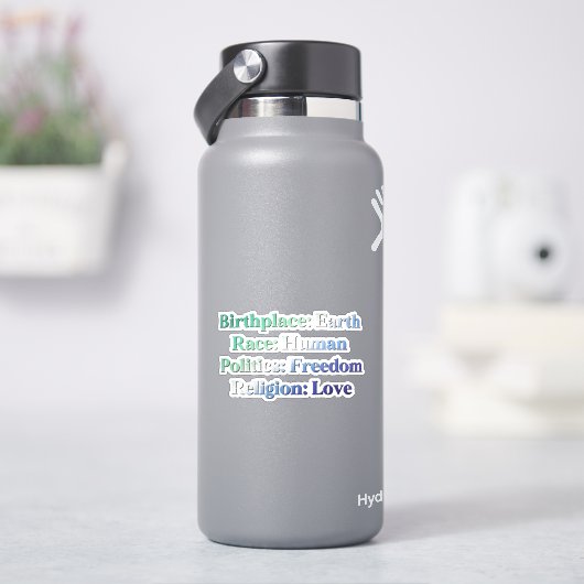 Gay MLM Pride - Geboorteplaats: Aarde. Ras: Mensel Sticker (HydroFlask)