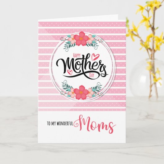 Gay Moms op Moederdag roze biontanische strepen Kaart (Gele Bloem)