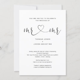 Gay Mr & Mr All in One Wedding Invitation Kaart
