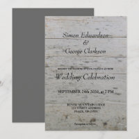 Gay Mr & Mr driftwood Wedding-uitnodiging