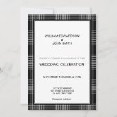 Gay Mr. & Mr. modern Black White Wedding-uitnodigi Kaart (Voorkant)
