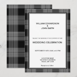 Gay Mr. & Mr. modern Black White Wedding-uitnodigi Kaart