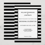 Gay Mr. & Mr. moderne zwarte witte strepen Trouwen Kaart (Voorkant / Achterkant)