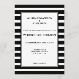 Gay Mr. & Mr. moderne zwarte witte strepen Trouwen Kaart