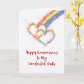 Gay My Dads Parents Jubileum Rainbow Hearts Kaart (Gele Bloem)