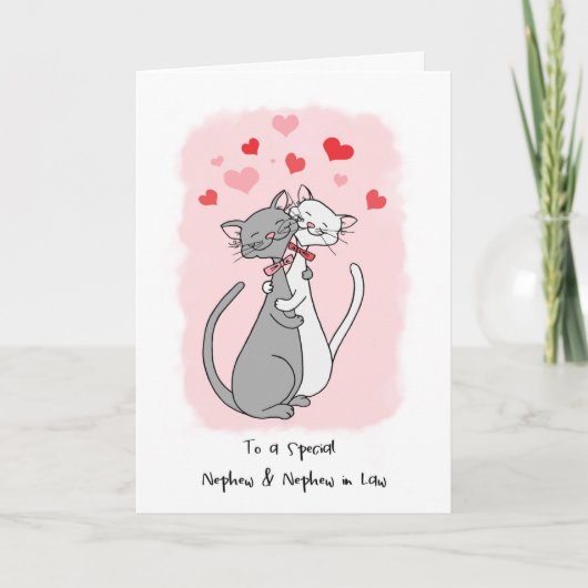 Gay Nephew & Husband Valentijnse Cute Cats Card Kaart (Voorkant)