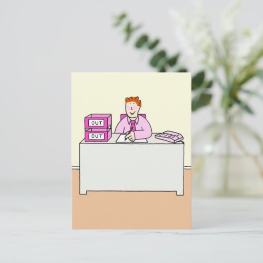 Gay New Job Gefeliciteerd Cartoon Briefkaart (Staand voorkant)