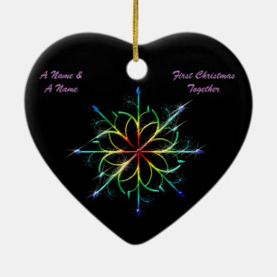 Gay Newly Weds eerste kerstpride Snowflake Keramisch Ornament