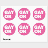 GAY OK Big Bold Letters White en roze Ronde Sticker (Vel)