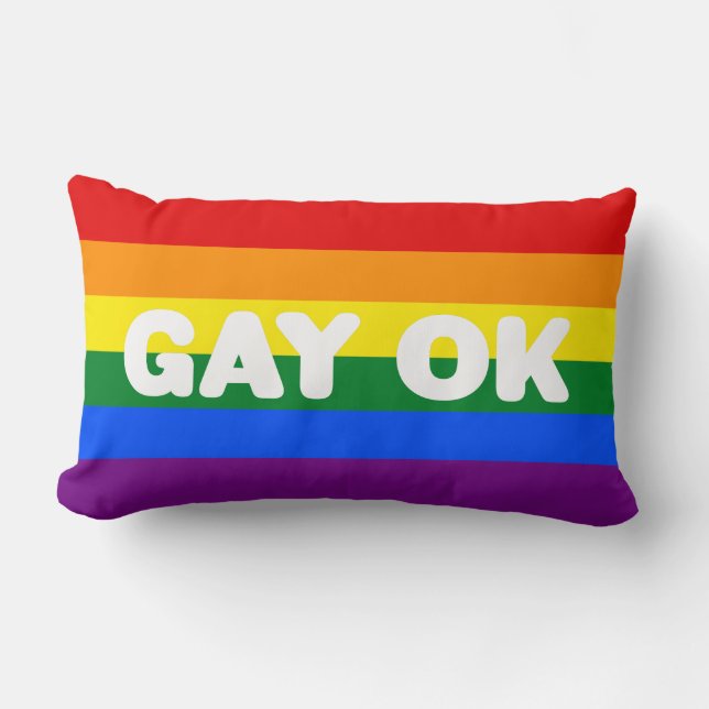 GAY OK Big Statement LGBT Gay Pride Rainbow Flag Kussen (Voorkant)