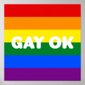GAY OK Big Text Logo LGBT Gay Pride Rainbow Flag Poster (Voorkant)