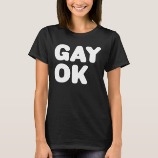 GAY OK Big Text Logo LGBT-ondersteuning zwart-wit T-shirt