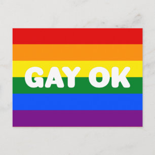 GAY OK LGBT 6-Stripe regenboogbek Vlag Briefkaart