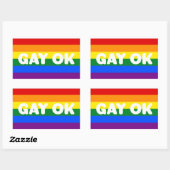 GAY OK Logo LGBT 6-Stripe regenboogbek Vlag Rechthoekige Sticker (Vel)