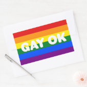 GAY OK Logo LGBT 6-Stripe regenboogbek Vlag Rechthoekige Sticker (Envelop)