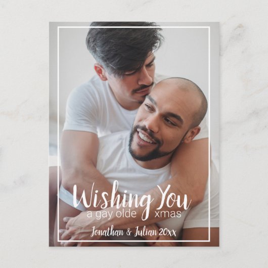 Gay Olde Kerst LGBTQ Vakantie Feestdagenkaart (Voorkant)