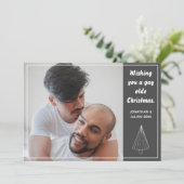 Gay Olde Kerstkerst LGBTQ Chalkboard Kerstmis Feestdagenkaart (Staand voorkant)