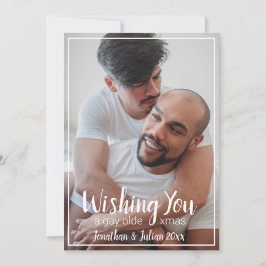 Gay Olde Kerstmis LGBTQ Holiday Feestdagenkaart (Voorkant)