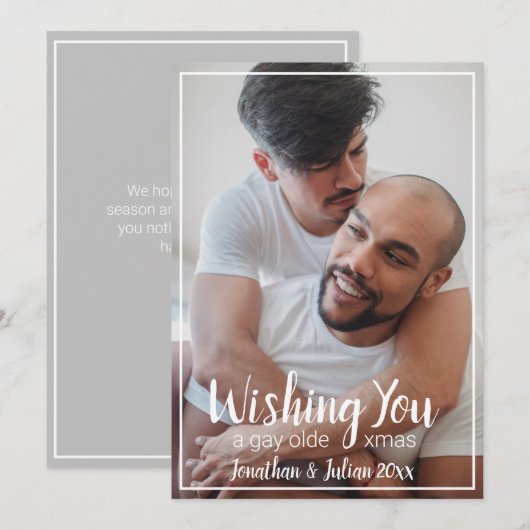 Gay Olde Kerstmis LGBTQ Holiday Feestdagenkaart (Voorkant / Achterkant)