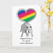 Gay oom & Husband Jubileum Rainbow Cats Kaart (Gele Bloem)