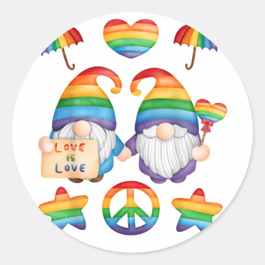Gay paar kabouters trots, Mr. & Mr. Gay bruiloft,  Ronde Sticker (Voorkant)