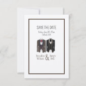 Gay paar Tuxedos Bruiloft Save the Date (Voorkant)