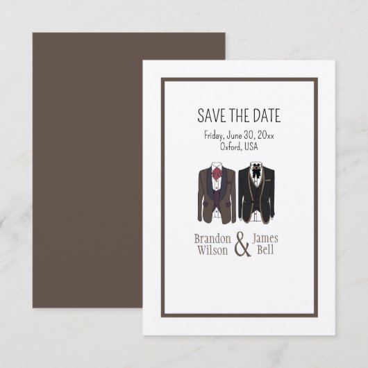 Gay paar Tuxedos Bruiloft Save the Date (Voorkant / Achterkant)