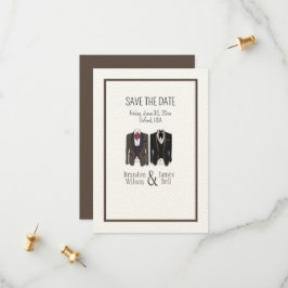 Gay paar Tuxedos Bruiloft Save the Date