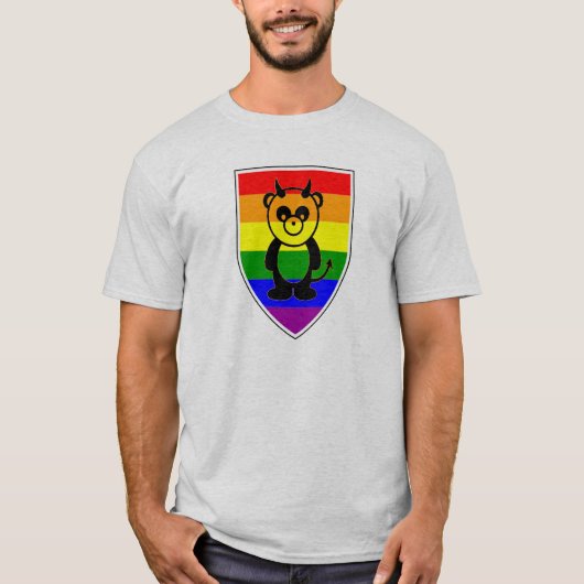 Gay panda-Beer op regenboogvlag T-shirt (Voorkant)