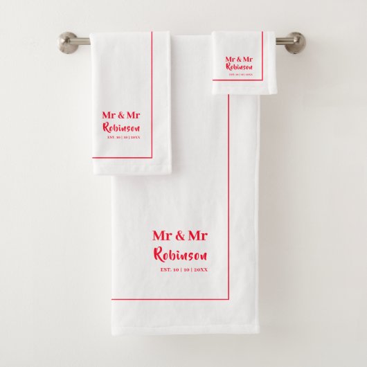 Gay Passen getrouwd Mr & Mr. Personalized Large Bad Handdoek (Insitu)