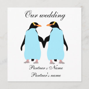 Gay, Pastel pinguïns huwelijksuitnodiging Kaart