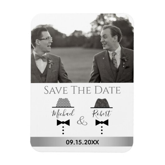 Gay Photo Wedding Save the Date Invitation Magneet (Verticaal)