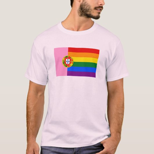 GAY PORTUGAL EN RAINBOW VLAG T-SHIRT (Voorkant)