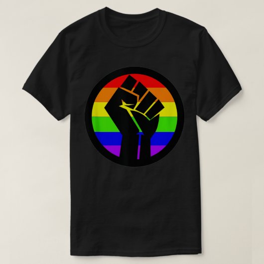 Gay Power Gay Pride Rainbow Fist T-shirt (Design voorkant)