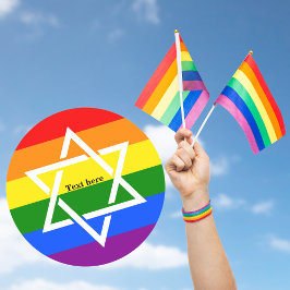 Gay Praid Rainbow Flag Jewish Star van David Ronde Sticker