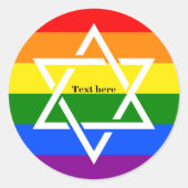 Gay Praid Rainbow Flag Jewish Star van David Ronde Sticker (Voorkant)