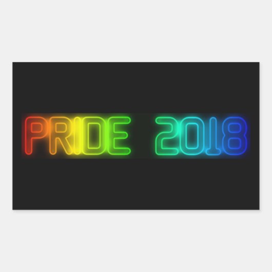 Gay Pride 2018 Rainbow Flag LGBT Typografie Rechthoekige Sticker (Voorkant)